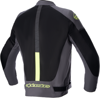 Alpinestars T SP X Superair motorcycle jacket in tar gray, black, and yellow fluo, small size, with protective armor details visible.