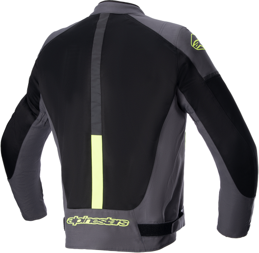 Alpinestars T SP X Superair motorcycle jacket in tar gray, black, and yellow fluo, small size, with protective armor details visible.