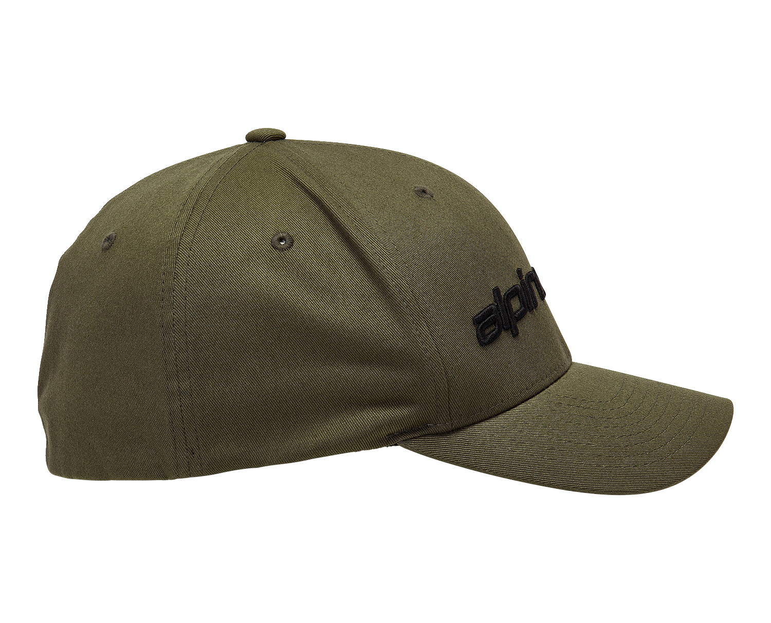 Alpinestars Linear Hat in Military Black with 3D logo embroidery and structured crown, size L/XL.