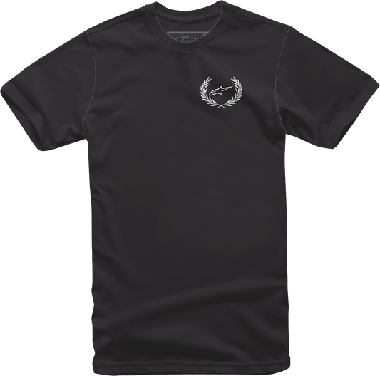 Alpinestars Wreath T-Shirt in black, size XL, featuring the ALPINESTARS logo and graphic design on the front.