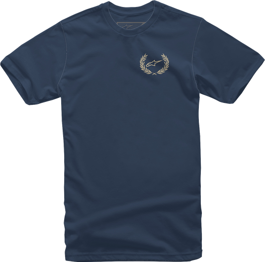 Alpinestars Wreath T-Shirt in navy, large size, featuring the brand's logo and graphic design on the front.