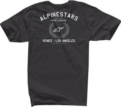 Black Alpinestars Wreath T-Shirt in XL, featuring the Alpinestars logo and wreath design on the front.