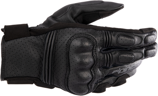 Alpinestars Phenom Air Gloves in black, size 2XL, featuring breathable mesh and protective knuckle armor for motorcycle riding.