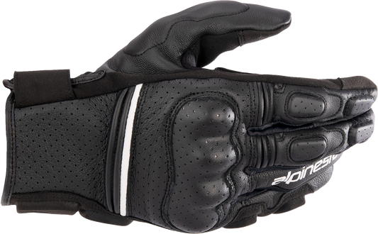 Alpinestars Phenom Air Gloves in black and white, small size, featuring breathable mesh and protective padding for motorcycle riding.