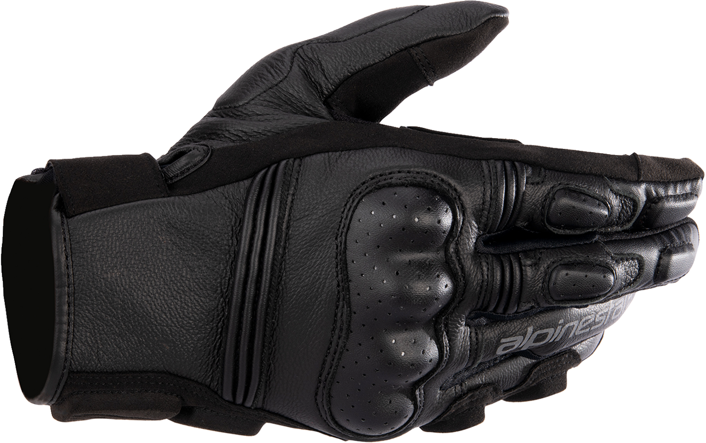 Alpinestars Stella Phenom leather motorcycle gloves in black, size XL, with reinforced knuckles and secure wrist closure.