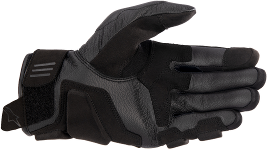 Alpinestars Stella Phenom leather motorcycle gloves in black, size small, featuring protective knuckles and textured palm for grip.