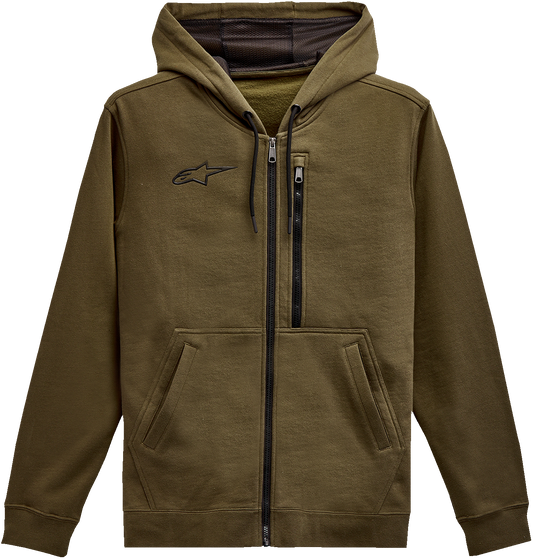 ALPINESTARS, Alpinestars Asymmetrical Zip-Up Hoodie - Military Style, 2XL, Part Number 121351030690XXL