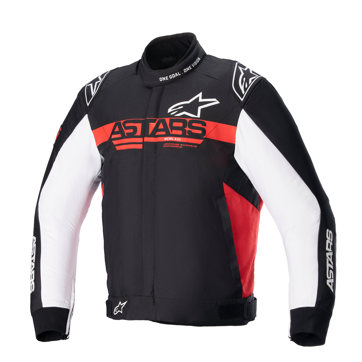 Alpinestars Monza Sport Jacket in 4XL with Tech-Air® Ready System, featuring black, bright red, and white colors, displayed on a mannequin.