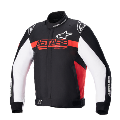 Alpinestars Monza Sport Jacket in 4XL with Tech-Air® Ready System, featuring black, bright red, and white colors, displayed on a mannequin.