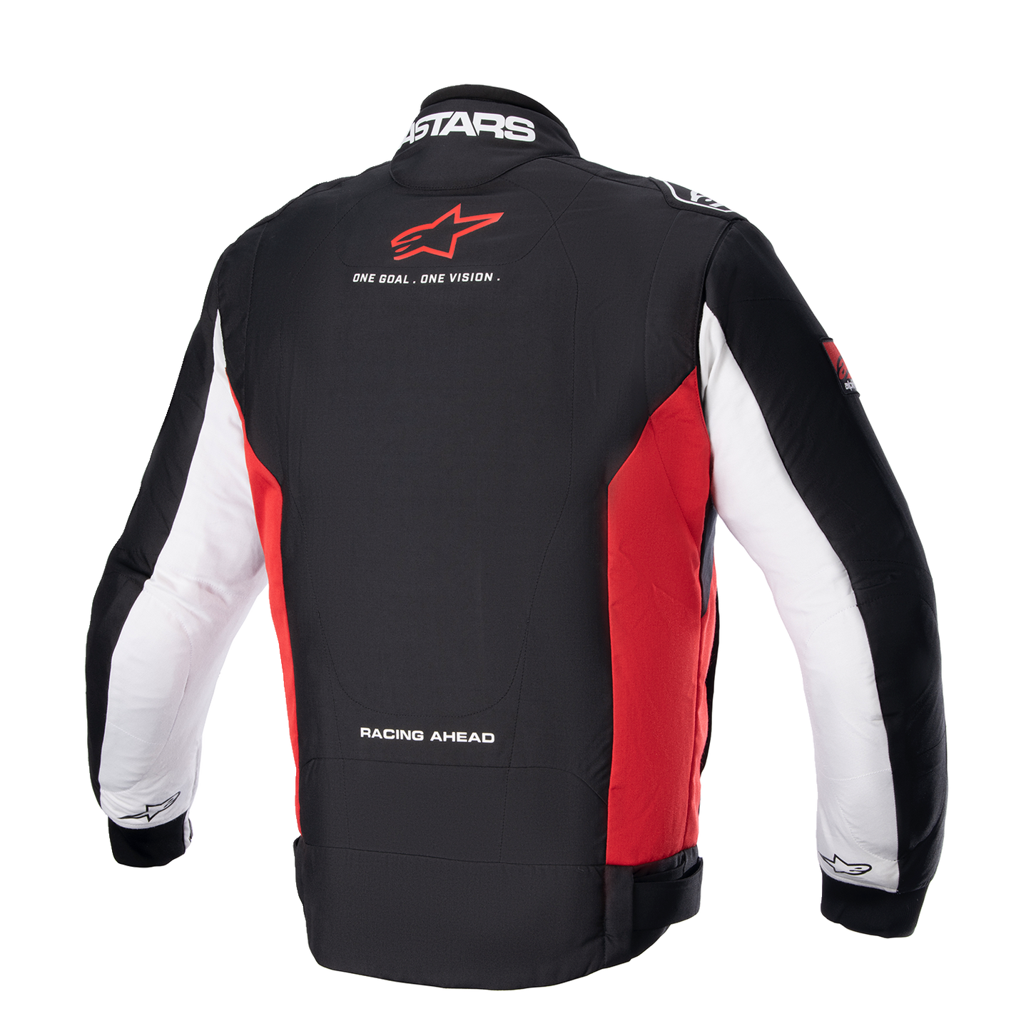 Alpinestars Monza Sport Jacket in black, bright red, and white, featuring Tech-Air® compatibility, displayed on a mannequin.