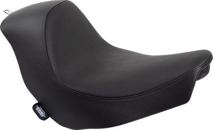 Black smooth solo seat for FL/FX motorcycles by Drag Specialties Seats, designed for 2018-2023 models.