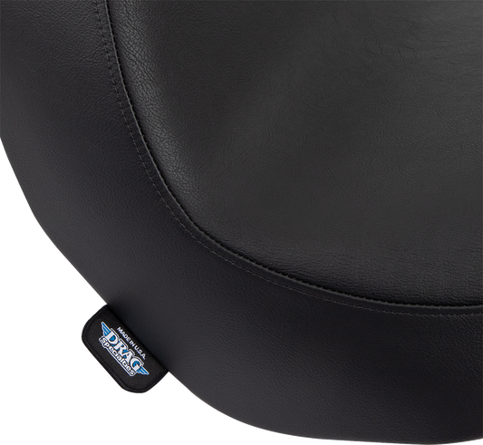 Black smooth solo seat for FL/FX motorcycles by Drag Specialties Seats, model 0802-1512, designed for 2018-2023 Harley-Davidson.