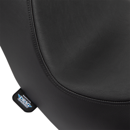 Black vinyl Drag Specialties Predator III 2-up seat for Harley FL/FX 2018-2024, designed for comfortable riding.