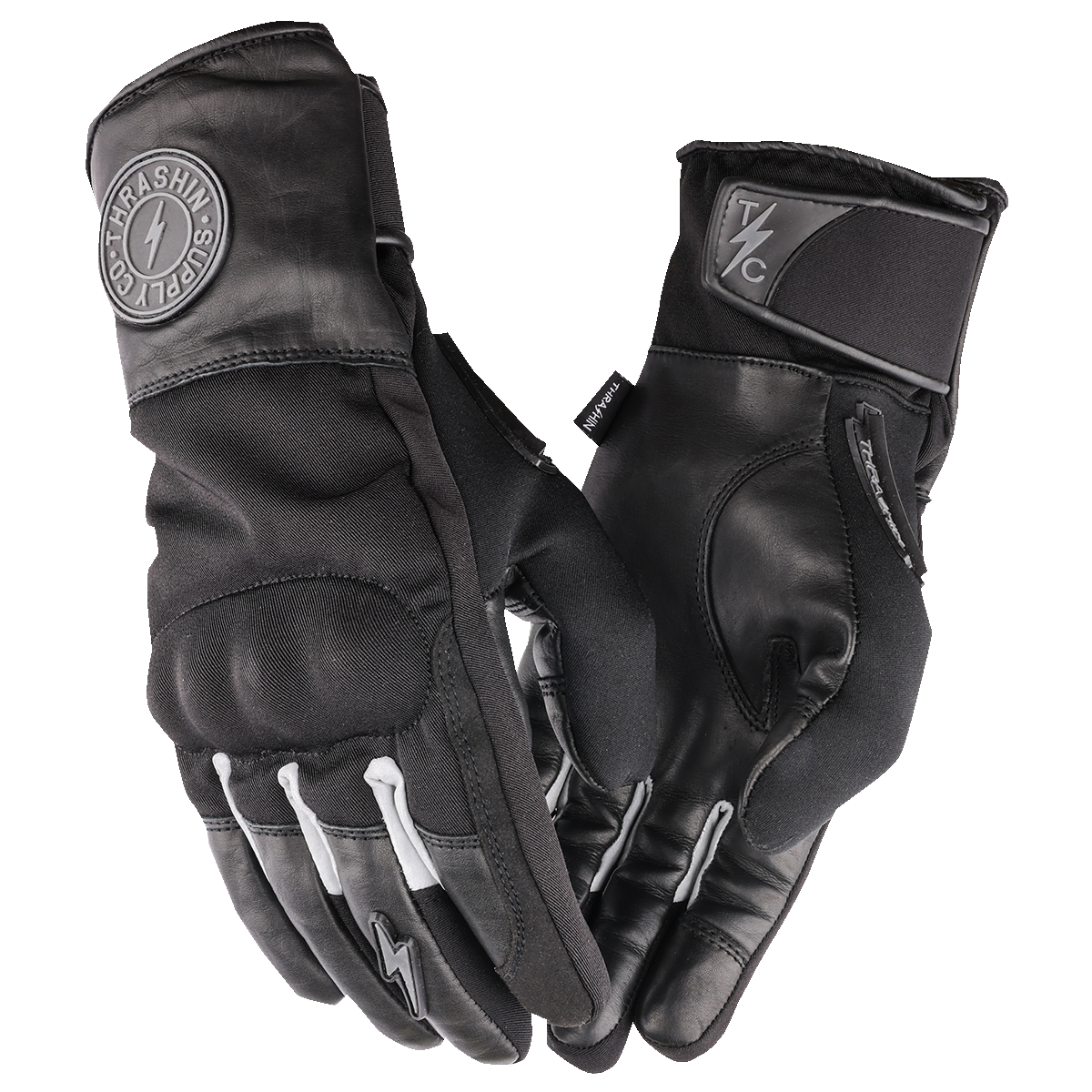 Black THRASHIN SUPPLY CO. Mission Waterproof Gloves XL, showing the exterior design and waterproof material.