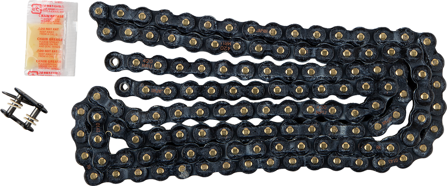 RK 420 MRU Sealed Chain with U-Rings for Honda Monkey and Grom, 130 Links, Black (Part Number: BL420MRU-130)