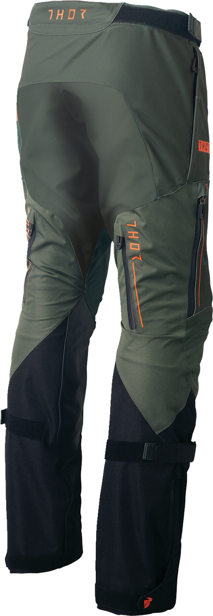 THOR, THOR Range Pants - Army/Orange, US Size 44 - Durable Waterproof Motorcycle Riding Pants with Removable Thermal Liner