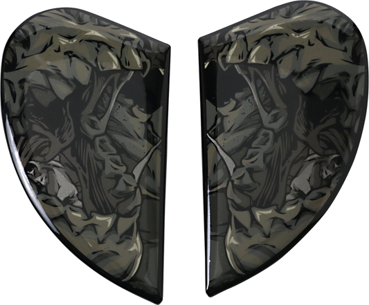 Black ICON Airform™ Side Plates for Parahuman helmet, designed as replacement helmet parts by Bill's Exhausts.
