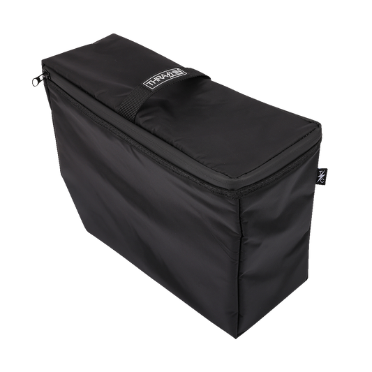 Black THRASHIN SUPPLY CO. Cooler Expedition Bag TSB-0012 with sturdy handles and zipper closure for outdoor adventures.