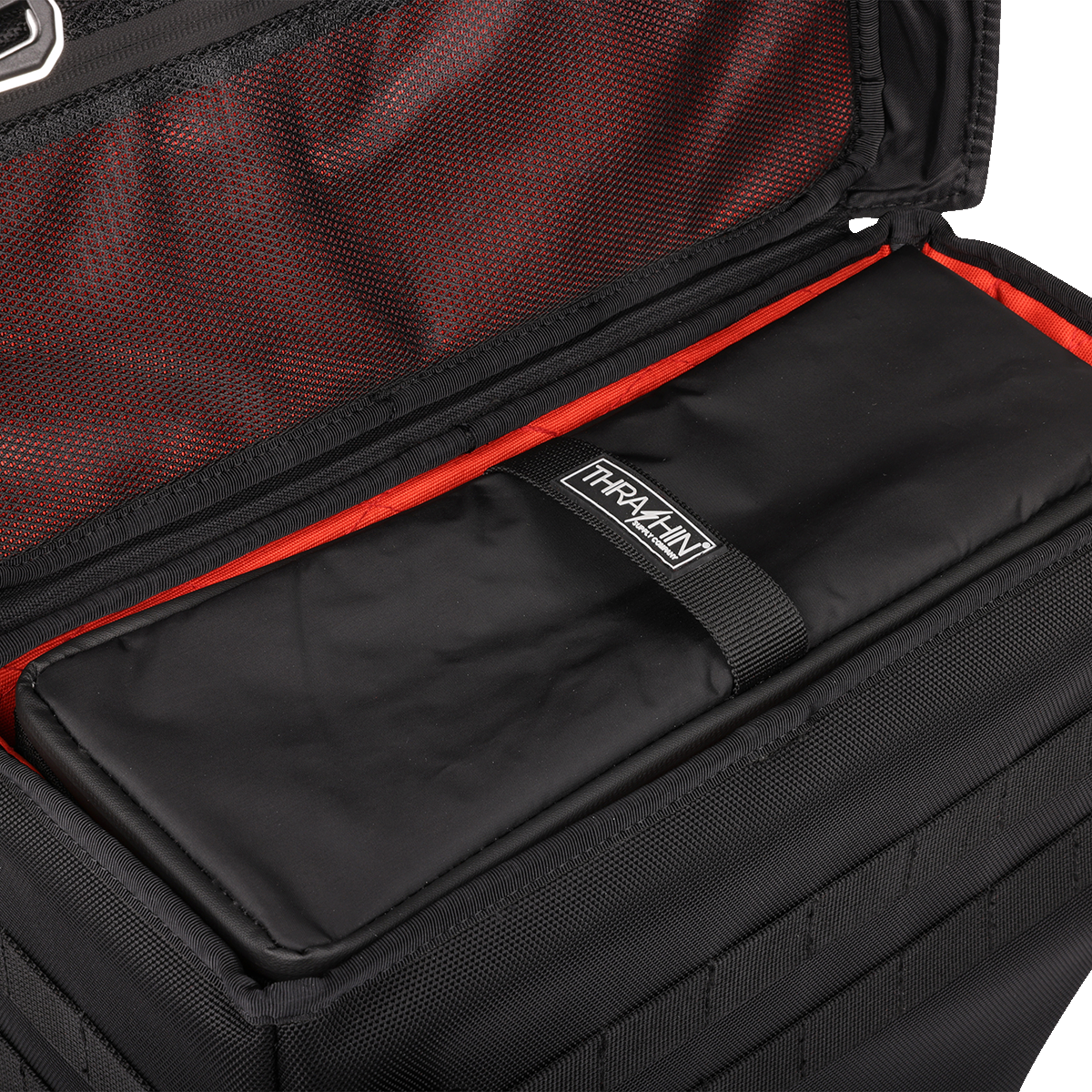 Black THRASHIN SUPPLY CO. Cooler Expedition Bag TSB-0012 with sturdy handles and zip closure, designed for outdoor use.