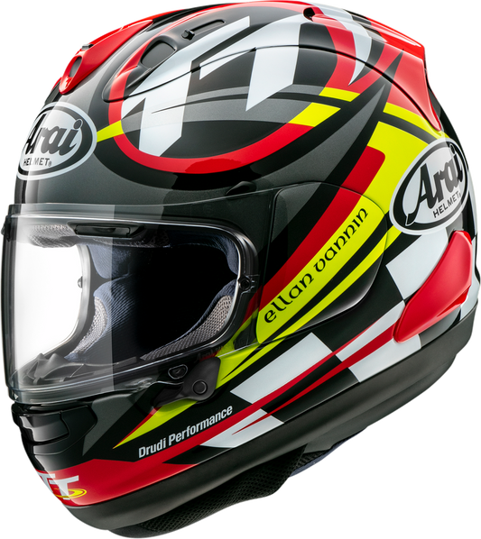 Arai Corsair-X Isle of Man TT 2023 motorcycle helmet in XS with aerodynamic design, superior ventilation, and safety features.