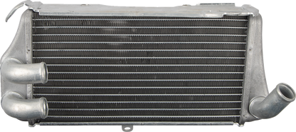 Moose Offroad Honda OEM radiator replacement, left side, for Honda vehicles, showing the radiator core and mounting points.