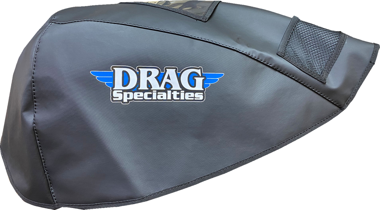 DRAG SPECIALTIES Fuel Tank Service Cover for Dyna, Softail, Touring, and Trike motorcycle models, black plastic finish.