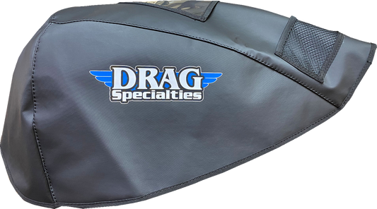 DRAG SPECIALTIES Fuel Tank Service Cover for Dyna, Softail, Touring, and Trike motorcycle models, black plastic finish.