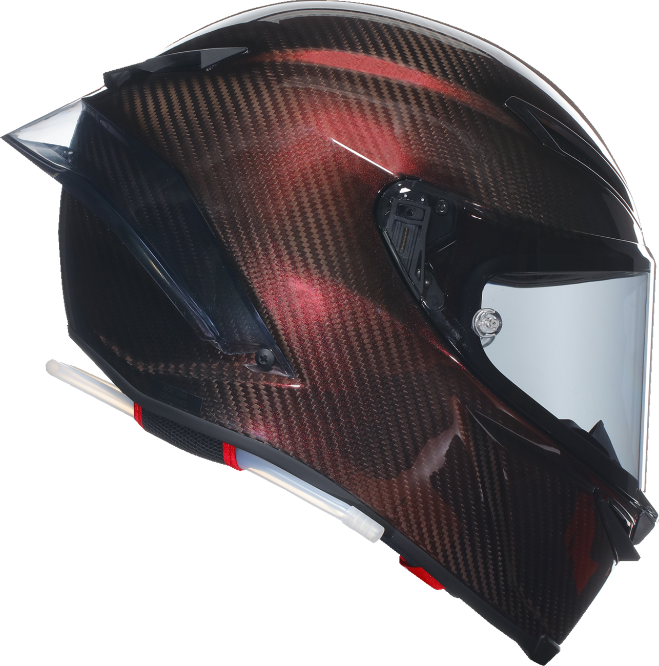 AGV Pista GP RR motorcycle helmet in red with carbon fiber design, large size, showcasing aerodynamic helmet features.