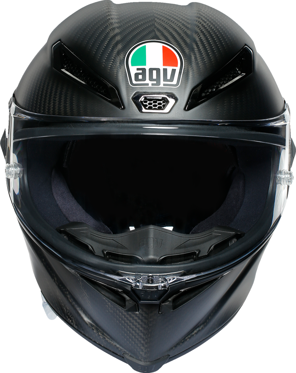 AGV Pista GP RR matte carbon motorcycle helmet with advanced safety features and aerodynamic design, small size.