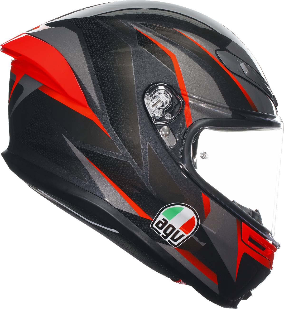 AGV K6 S Slashcut motorcycle helmet in black, gray, and red with matte finish, medium size, front view.