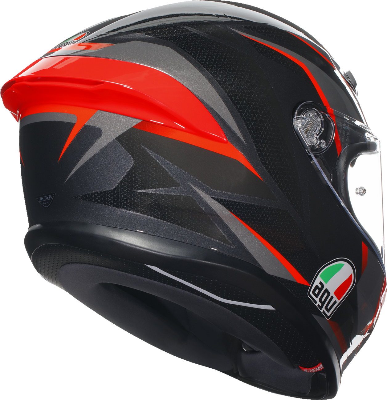 AGV K6 S Slashcut motorcycle helmet in black, gray, and red with matte finish, medium size, front and side views.