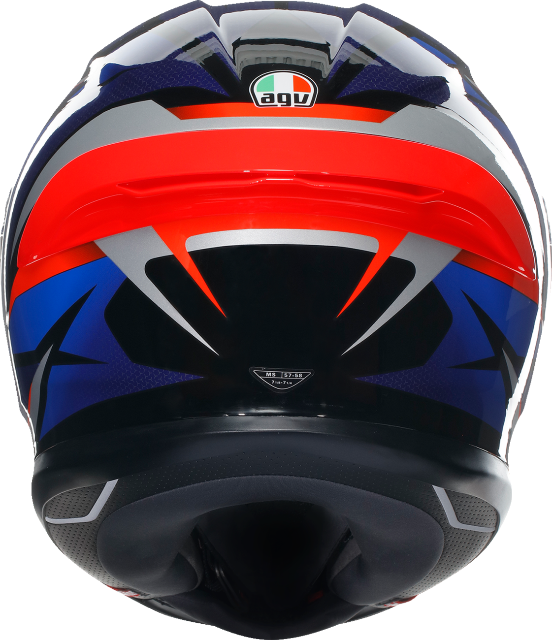 AGV K6 S black, blue, and red full-face motorcycle helmet with advanced ventilation and safety features.