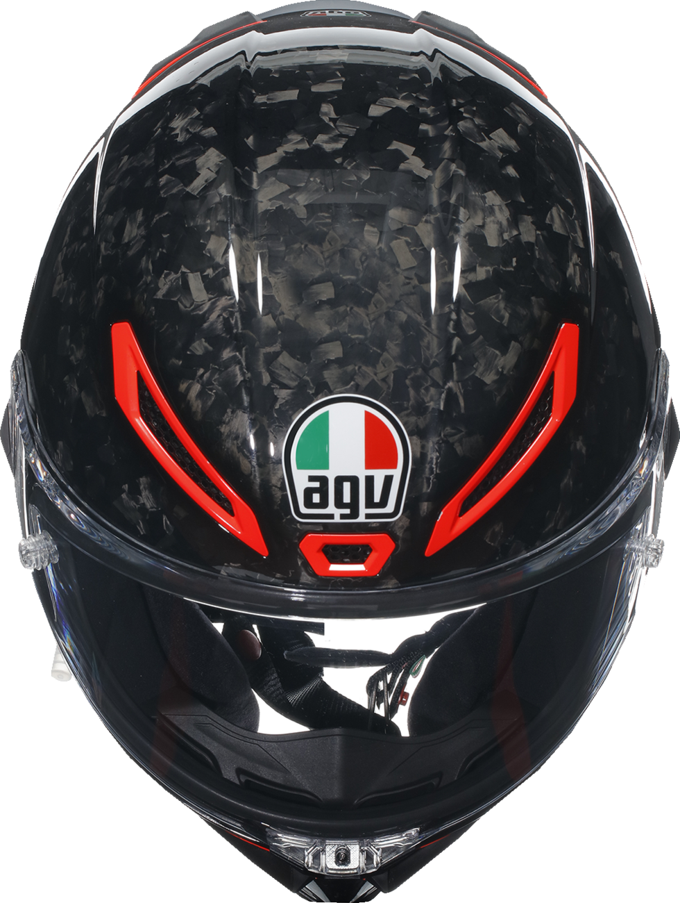 AGV Pista GP RR Carbonio Forgiato Italia Edition helmet in medium with sleek black and red design and carbon fiber details.