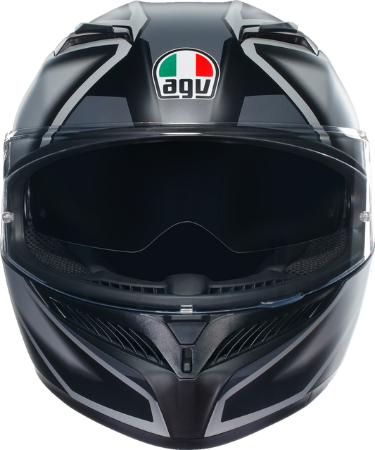 AGV K3 Helmet - Compound Matte Black and Gray, 2XL – Advanced Aerodynamic Motorcycle Helmet with Max Vision Pinlock®