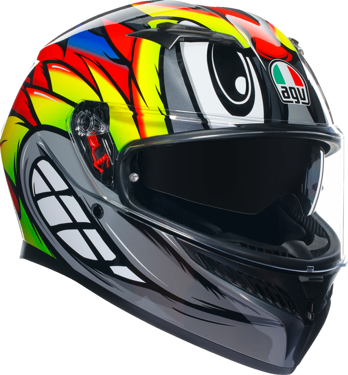 AGV K3 Helmet Birdy 2.0 Gray/Yellow/Red 2XL - High-Performance Motorcycle Helmet with Pinlock® Lens and Advanced Ventilation