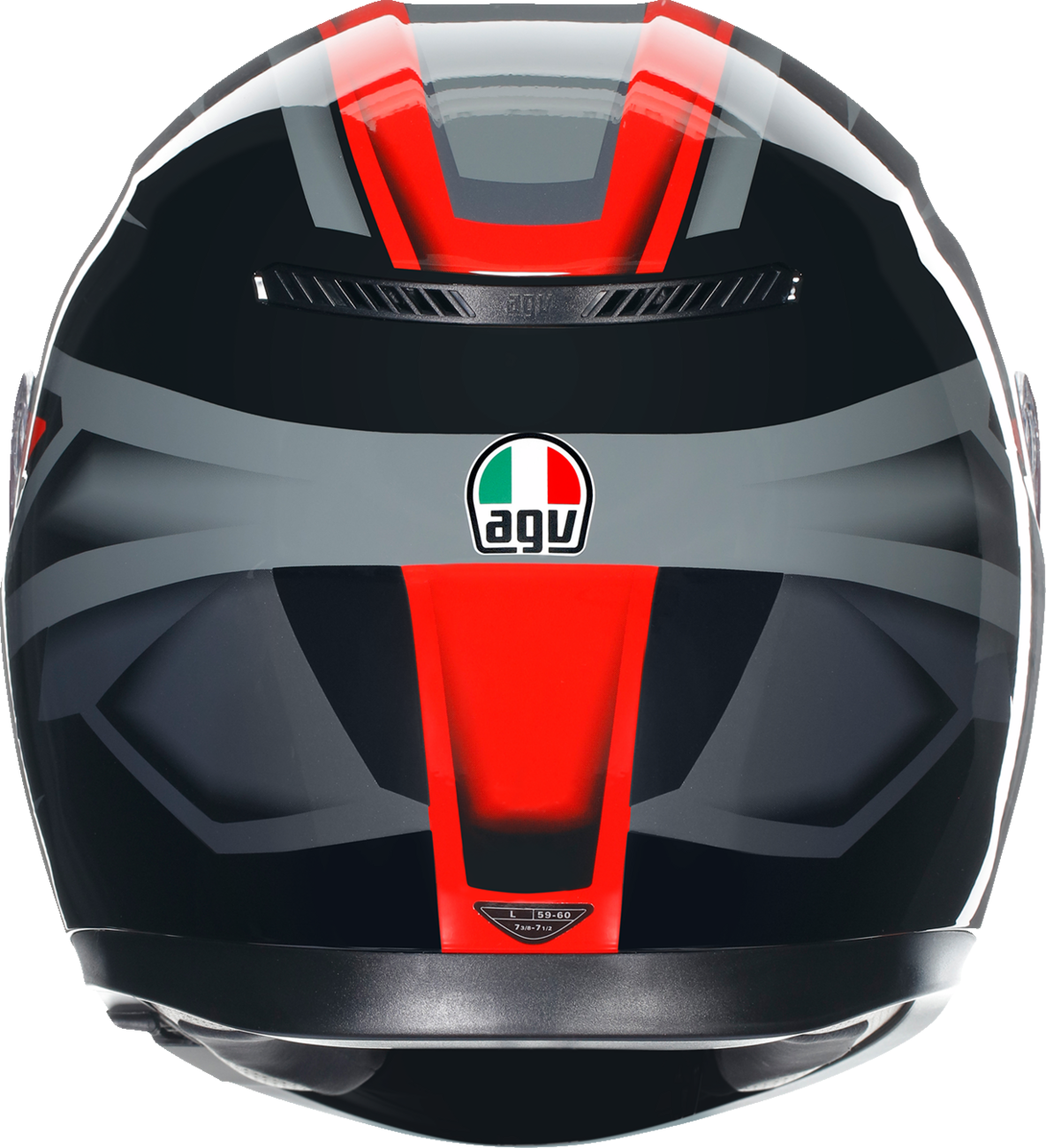 AGV K3 helmet in compound black and red, medium size, showing the sleek aerodynamic design and ventilation vents.