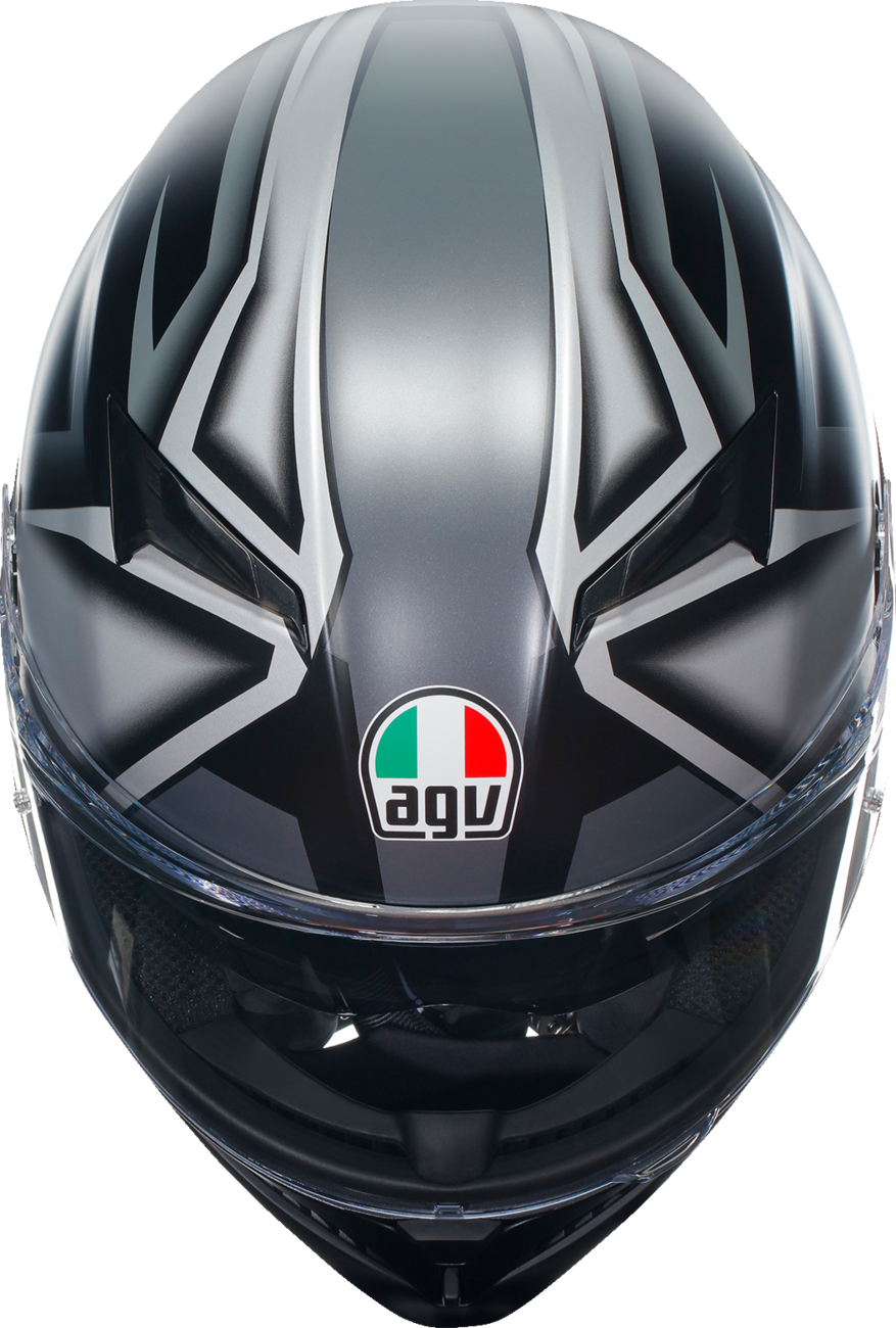 AGV K3 Helmet - Compound Matte Black and Gray, 2XL – Advanced Aerodynamic Motorcycle Helmet with Max Vision Pinlock®