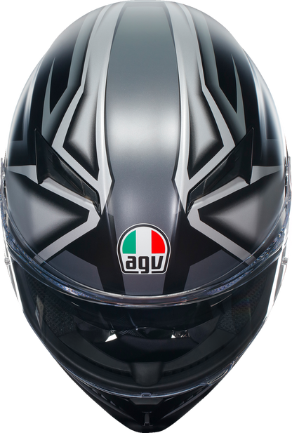 AGV K3 Helmet - Compound Matte Black and Gray, 2XL – Advanced Aerodynamic Motorcycle Helmet with Max Vision Pinlock®