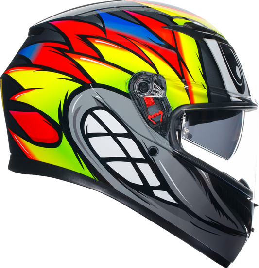 AGV K3 Helmet Birdy 2.0 Gray/Yellow/Red 2XL - High-Performance Motorcycle Helmet with Pinlock® Lens and Advanced Ventilation