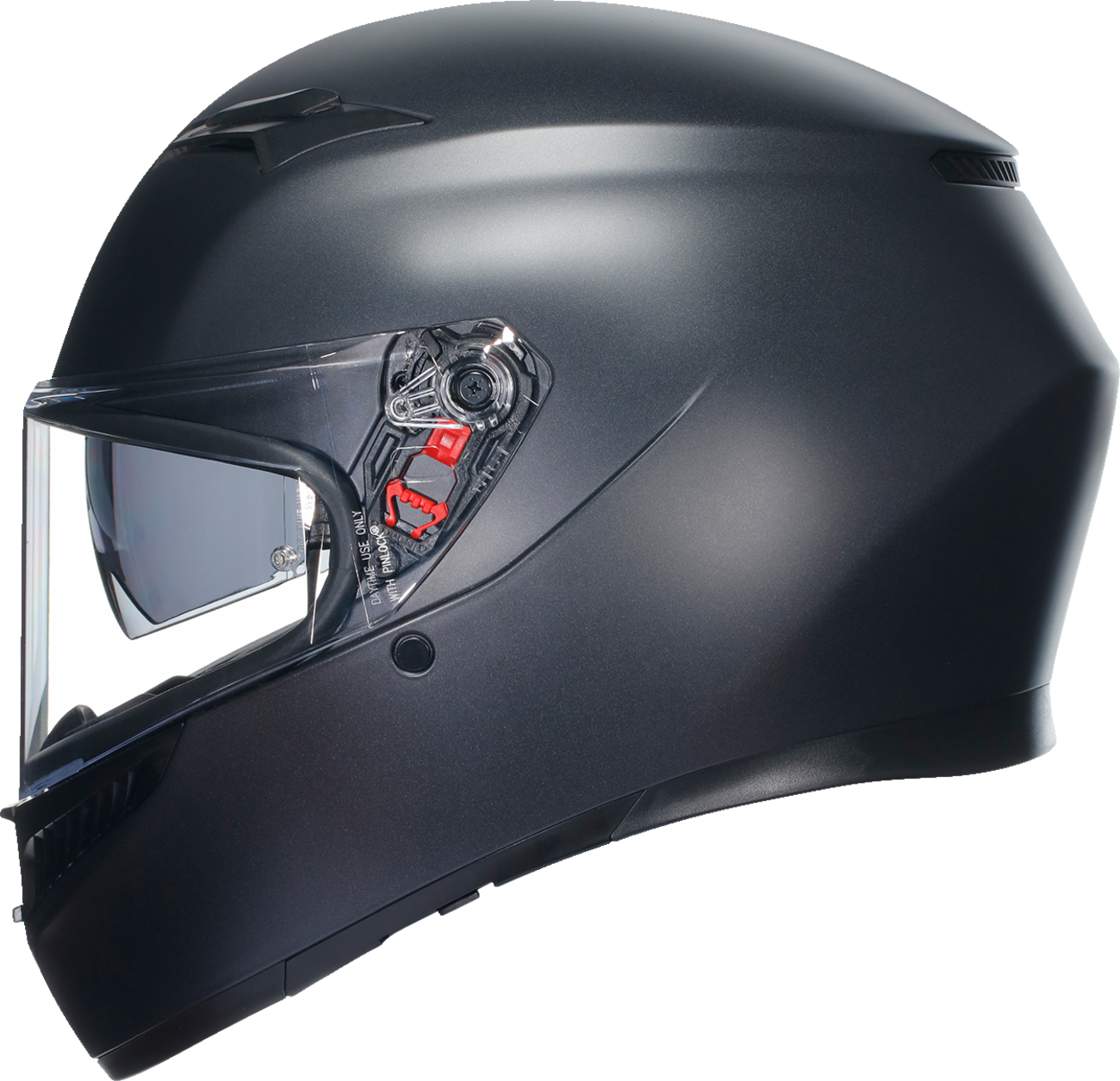 AGV K3 matte black full-face motorcycle helmet with built-in sun visor and Pinlock lens, size XL, on a neutral background.