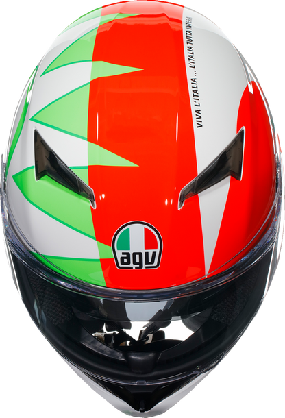 AGV K3 Rossi Mugello 2018 motorcycle helmet in 2XL with aerodynamic shell and Pinlock® visor for high-performance riding.
