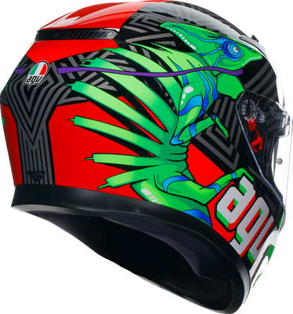 AGV K3 Kamaleon Motorcycle Helmet - Black, Red & Green, XL (Part Number 2118381004013XL)