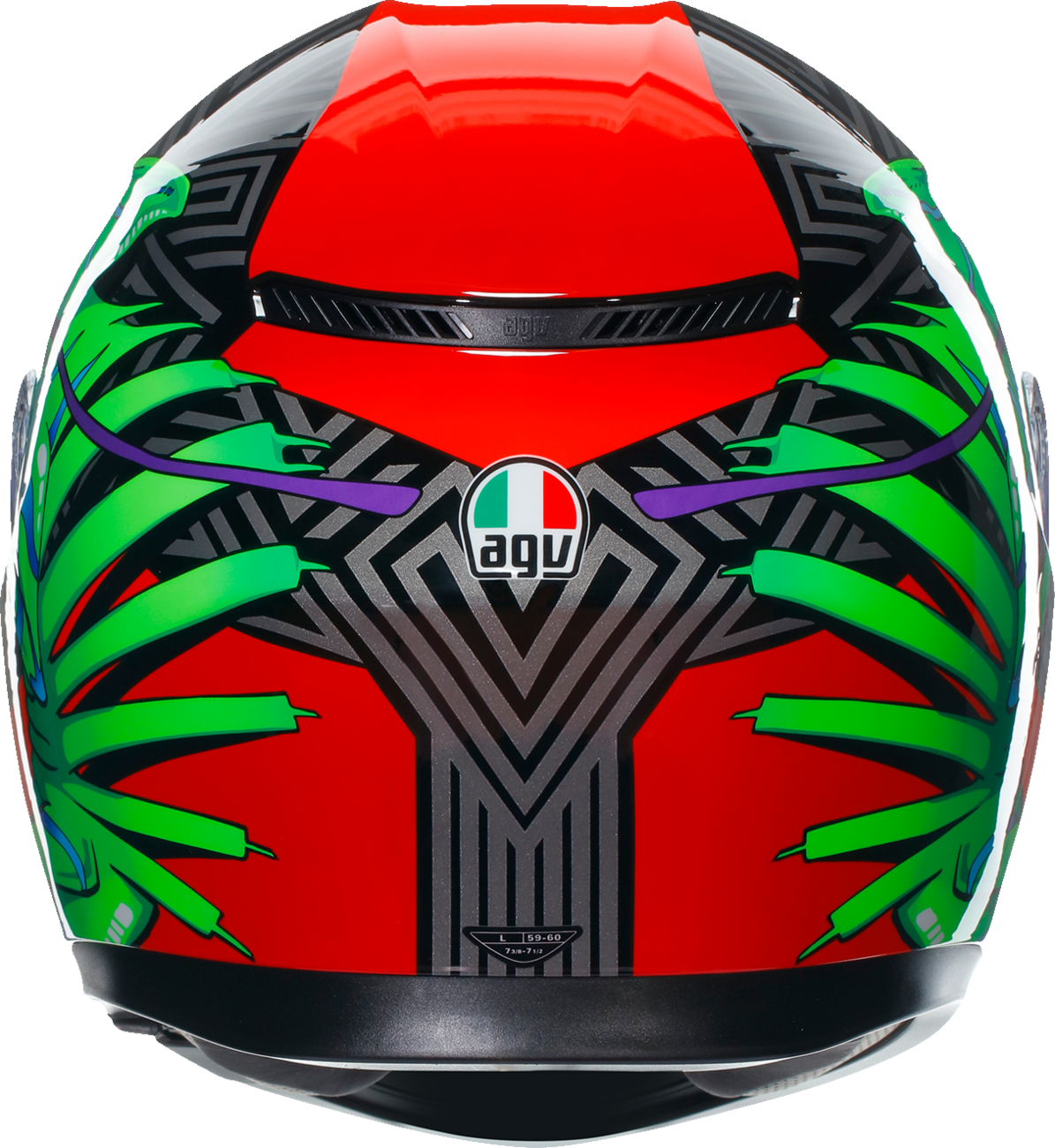 AGV K3 Kamaleon Motorcycle Helmet - Black, Red & Green, XL (Part Number 2118381004013XL)