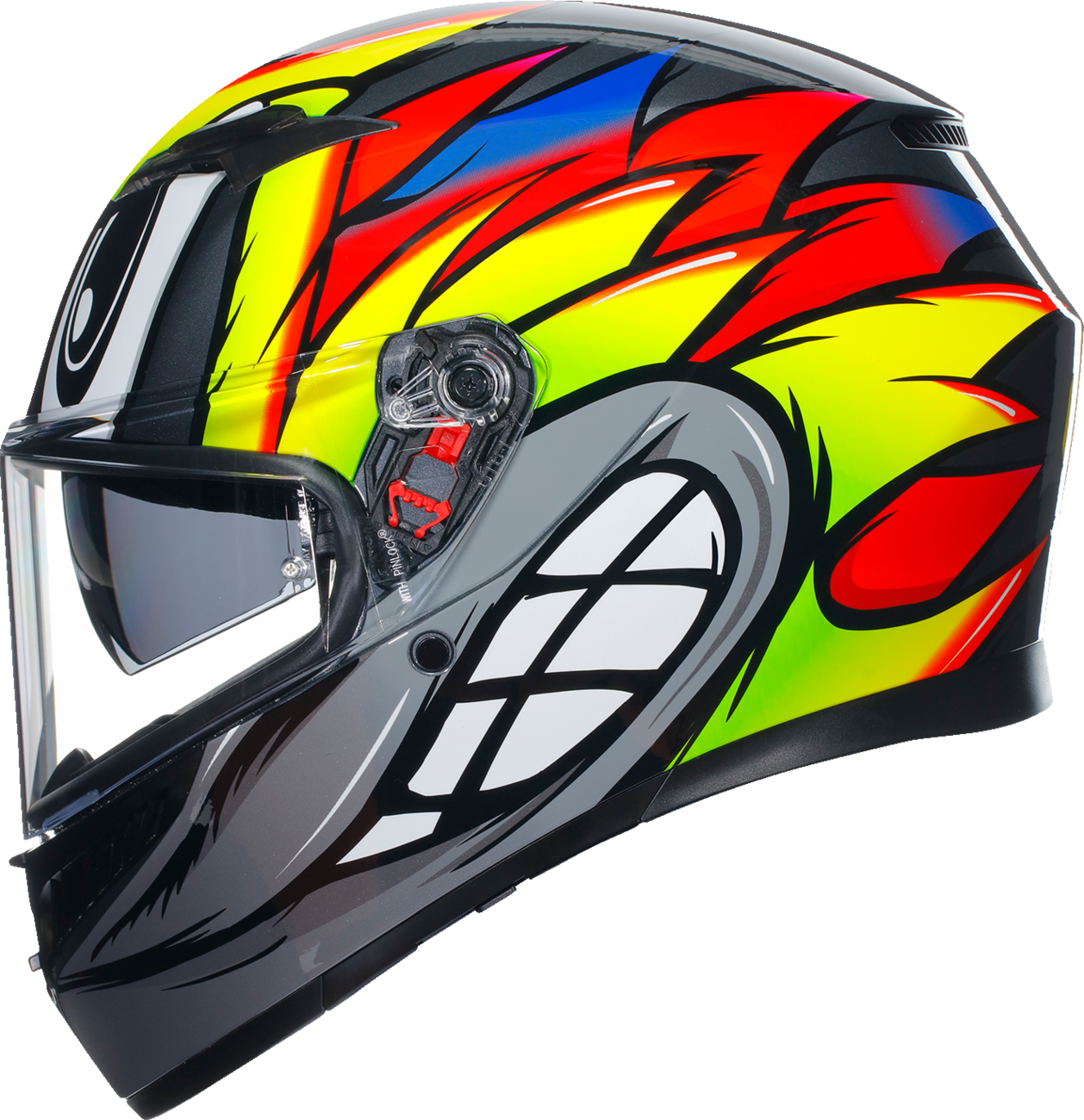 AGV K3 Helmet Birdy 2.0 Gray/Yellow/Red 2XL - High-Performance Motorcycle Helmet with Pinlock® Lens and Advanced Ventilation