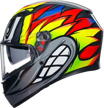 AGV K3 Helmet Birdy 2.0 Gray/Yellow/Red 2XL - High-Performance Motorcycle Helmet with Pinlock® Lens and Advanced Ventilation
