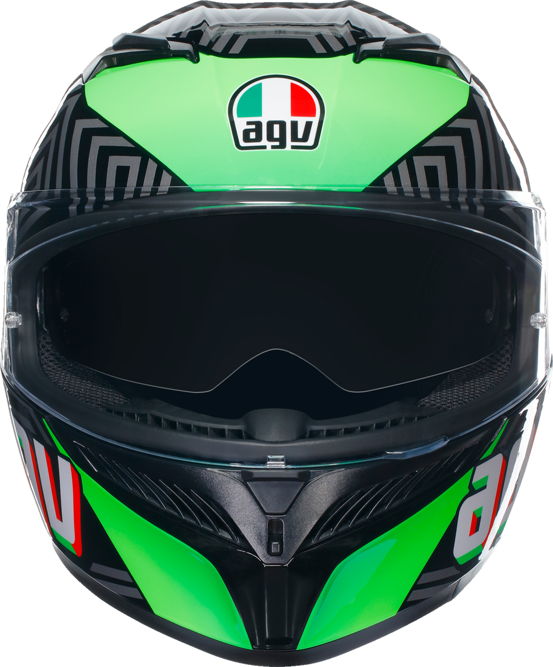 AGV K3 Kamaleon Motorcycle Helmet - Black, Red & Green, XL (Part Number 2118381004013XL)