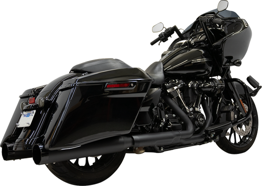 BASSANI XHAUST 4-1/2 inch slip-on mufflers with black finish, showcasing sleek exhaust tips and durable construction.