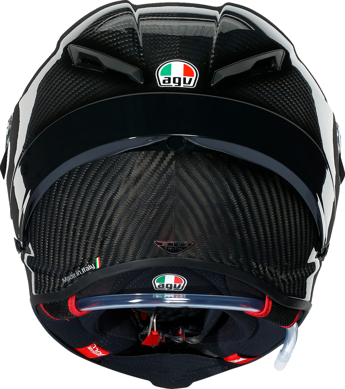 AGV Pista GP RR helmet in glossy carbon finish, medium size, with aerodynamic design and detailed venting.