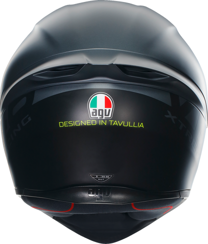 AGV K1 S motorcycle helmet in large size, matte black with vent openings and clear visor, designed for safety and comfort.