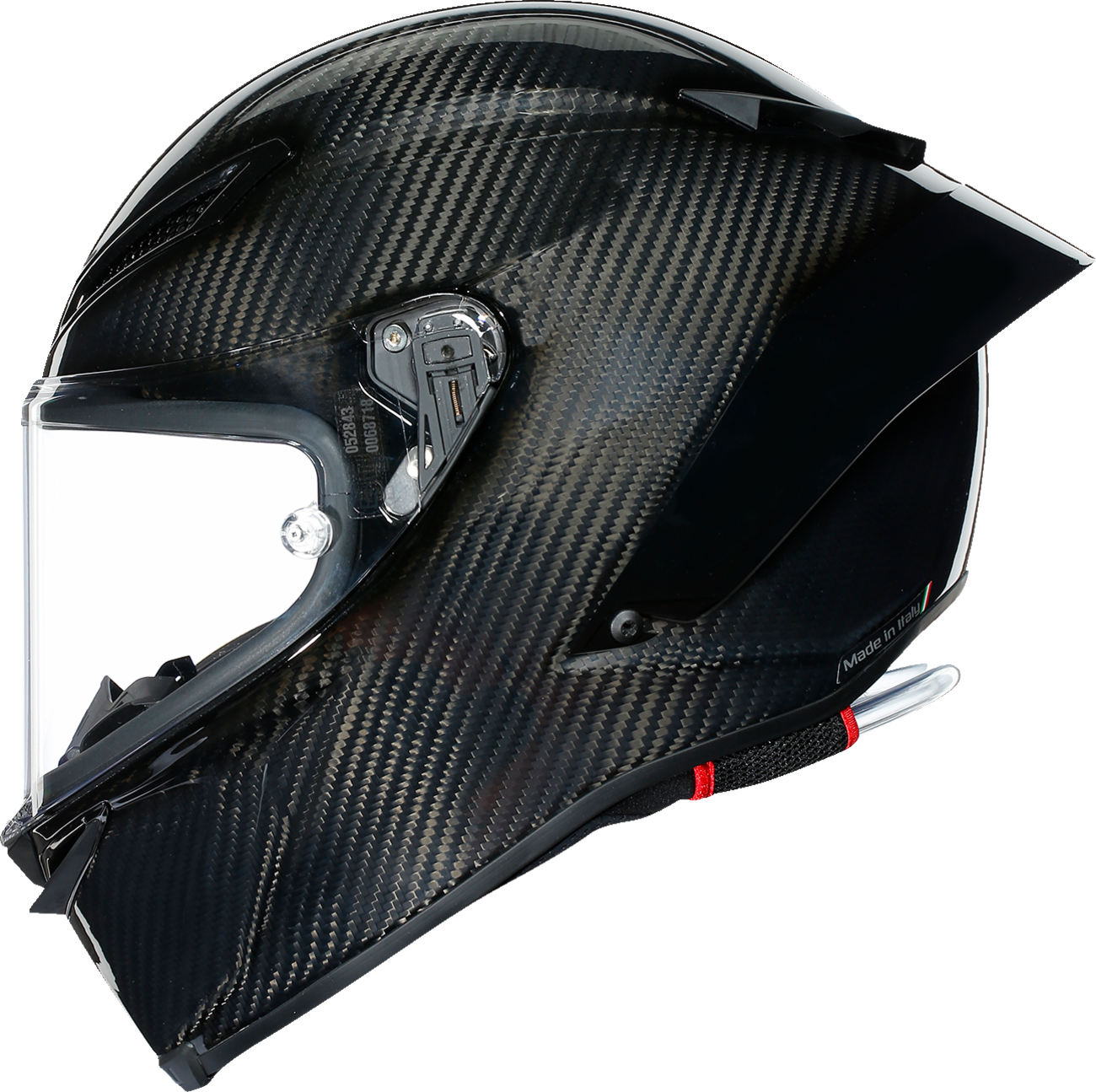 AGV Pista GP RR glossy carbon helmet in large size, showing sleek aerodynamic design and detailed vents.
